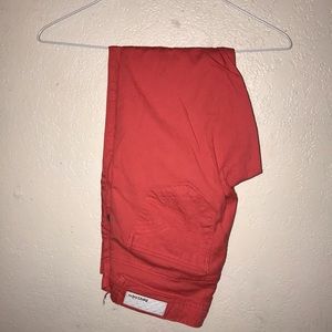 Coral cropped jeans